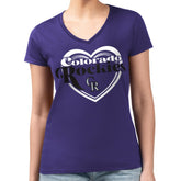 Colorado Rockies G-III 4Her by Carl Banks Women's Super-Slim Fit Lightweight Double Heart V-Neck T-Shirt Sale