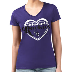 Colorado Rockies G-III 4Her by Carl Banks Women's Super-Slim Fit Lightweight Double Heart V-Neck T-Shirt Sale