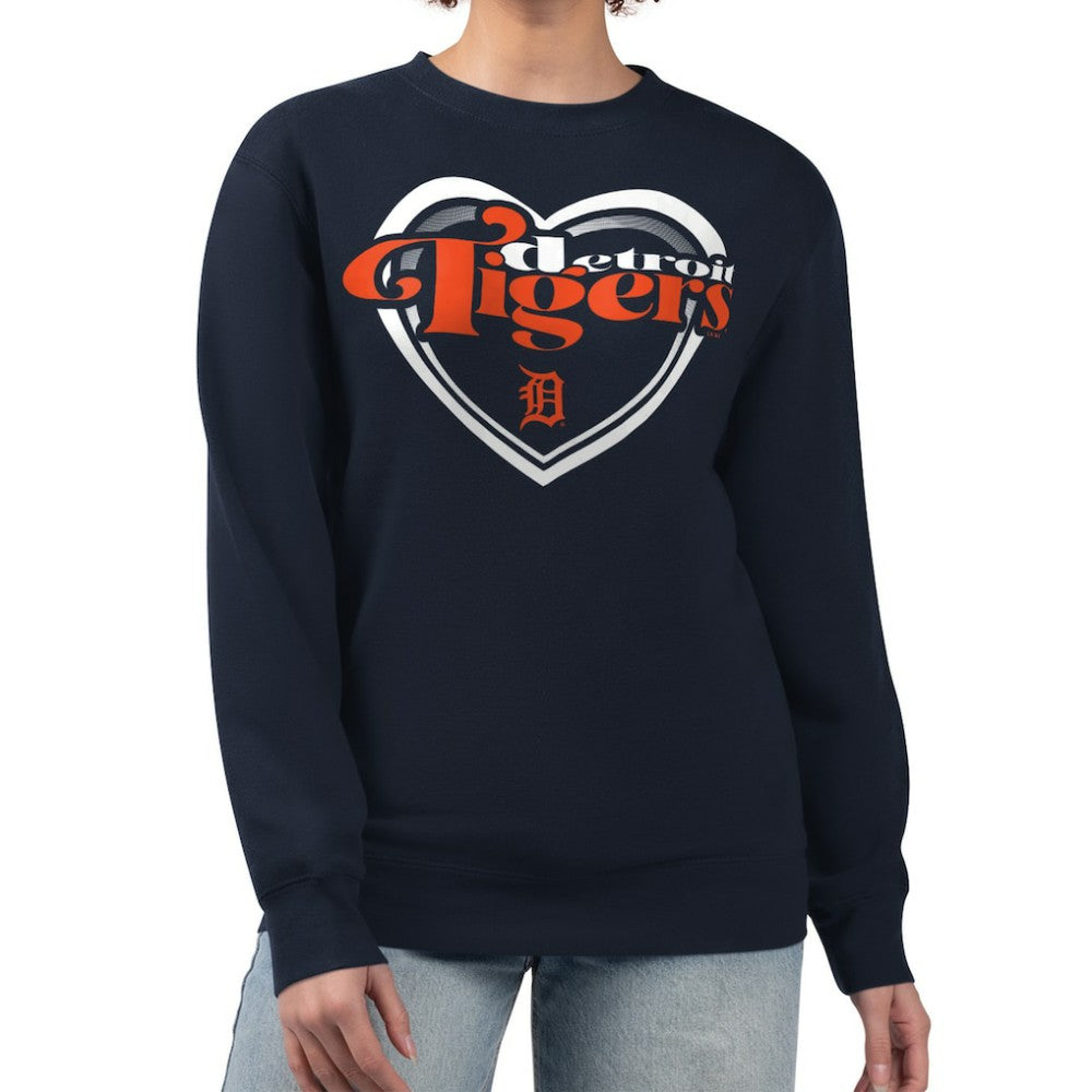 Detroit Tigers G-III 4Her by Carl Banks Women's Double Heart Fleece Pullover Sweatshirt Outlet
