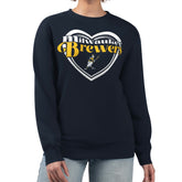 Milwaukee Brewers G-III 4Her by Carl Banks Women's Double Heart Fleece Pullover Sweatshirt Online