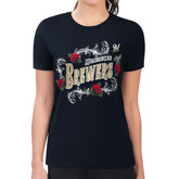 Milwaukee Brewers G-III 4Her by Carl Banks Women's Super-Slim Fit Lightweight Retro Roses T-Shirt for sale