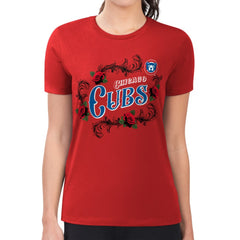 Chicago Cubs G-III 4Her by Carl Banks Women's Super-Slim Fit Lightweight Retro Roses T-Shirt Sale