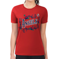Los Angeles Angels G-III 4Her by Carl Banks Women's Super-Slim Fit Lightweight Retro Roses T-Shirt Outlet