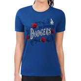 Los Angeles Dodgers G-III 4Her by Carl Banks Women's Super-Slim Fit Lightweight Retro Roses T-Shirt Outlet