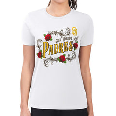 San Diego Padres G-III 4Her by Carl Banks Women's Super-Slim Fit Lightweight Retro Roses T-Shirt Outlet