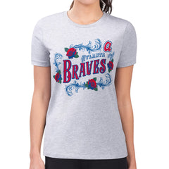 Atlanta Braves G-III 4Her by Carl Banks Women's Super-Slim Fit Lightweight Retro Roses T-Shirt Discount