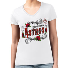 Houston Astros G-III 4Her by Carl Banks Women's Super-Slim Fit Lightweight Retro Roses V-Neck T-Shirt Sale
