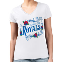 Kansas City Royals G-III 4Her by Carl Banks Women's Super-Slim Fit Lightweight Retro Roses V-Neck T-Shirt Online