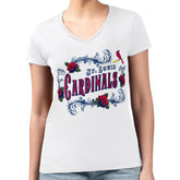 St. Louis Cardinals G-III 4Her by Carl Banks Women's Super-Slim Fit Lightweight Retro Roses V-Neck T-Shirt Online