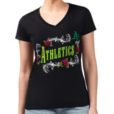 Athletics G-III 4Her by Carl Banks Women's Super-Slim Fit Lightweight Retro Roses V-Neck T-Shirt Near Me
