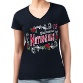 Washington Nationals G-III 4Her by Carl Banks Women's Super-Slim Fit Lightweight Retro Roses V-Neck T-Shirt Outlet