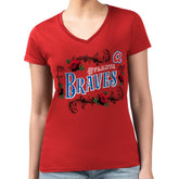 Atlanta Braves G-III 4Her by Carl Banks Women's Super-Slim Fit Lightweight Retro Roses V-Neck T-Shirt Near Me
