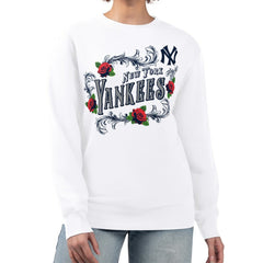 New York Yankees G-III 4Her by Carl Banks Women's Retro Roses Fleece Pullover Sweatshirt for sale