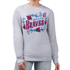 Atlanta Braves G-III 4Her by Carl Banks Women's Retro Roses Fleece Pullover Sweatshirt Outlet