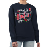 Boston Red Sox G-III 4Her by Carl Banks Women's Retro Roses Fleece Pullover Sweatshirt Outlet