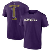 Baltimore Ravens #1 Dad Jersey T-Shirt - Purple - NFL