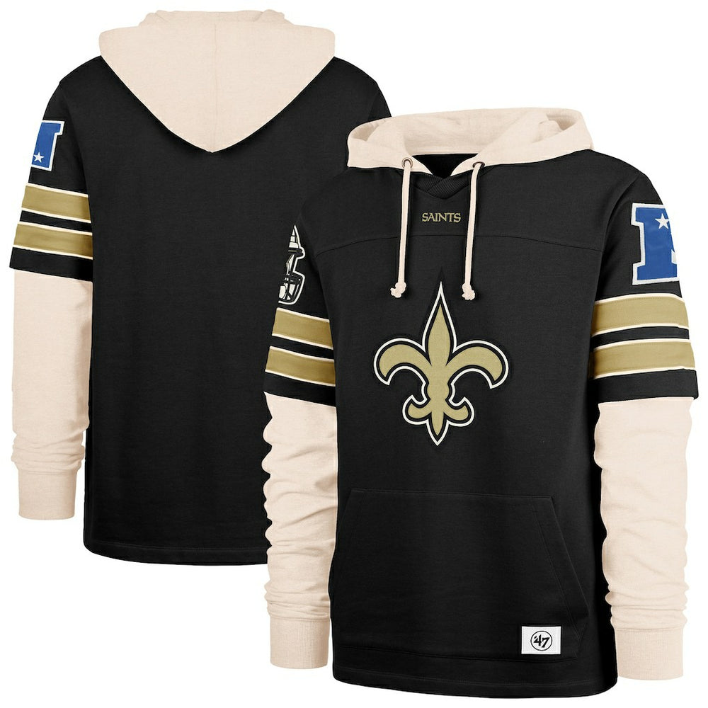 New Orleans Saints '47 Split Zone Cornerback Duo Hoodie - Black - 47 brand