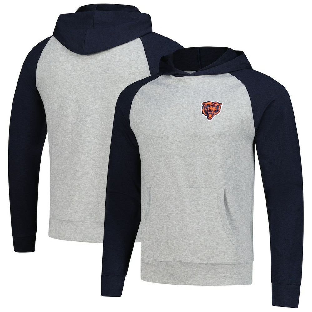 Chicago Bears Antigua Urgent Pullover Hoodie - Heather Gray/Navy - NFL
