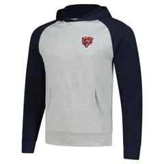 Chicago Bears Antigua Urgent Pullover Hoodie - Heather Gray/Navy - NFL