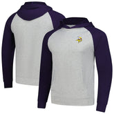 Minnesota Vikings Antigua Urgent Pullover Hoodie - Heather Gray/Purple - NFL