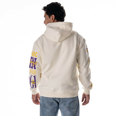 Minnesota Vikings The Wild Collective Unisex Stacked Graphic Sleeve Fleece Hoodie - Cream - NFL