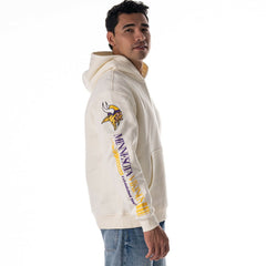 Minnesota Vikings The Wild Collective Unisex Stacked Graphic Sleeve Fleece Hoodie - Cream - NFL