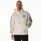 Indianapolis Colts The Wild Collective Unisex Stacked Graphic Sleeve Fleece Hoodie - Cream - NFL