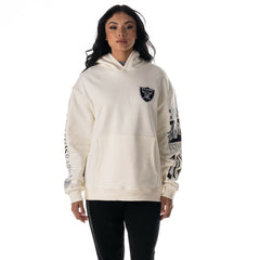 Las Vegas Raiders The Wild Collective Unisex Stacked Graphic Sleeve Fleece Hoodie - Cream - NFL