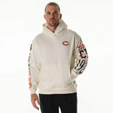 Chicago Bears The Wild Collective Unisex Stacked Graphic Sleeve Fleece Hoodie - Cream - NFL