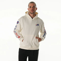 Buffalo Bills The Wild Collective Unisex Stacked Graphic Sleeve Fleece Hoodie - Cream - NFL