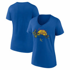 Kansas City Royals Women's Forever Royal Cactus V-Neck T-Shirt Outlet