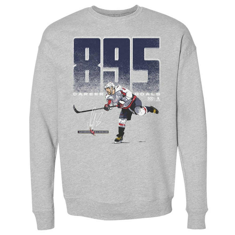 Alexander Ovechkin Washington Capitals 500 Level NHL All-Time Leading Goal Scorer Bold Pullover Sweatshirt - Heather Gray | NHL near me
