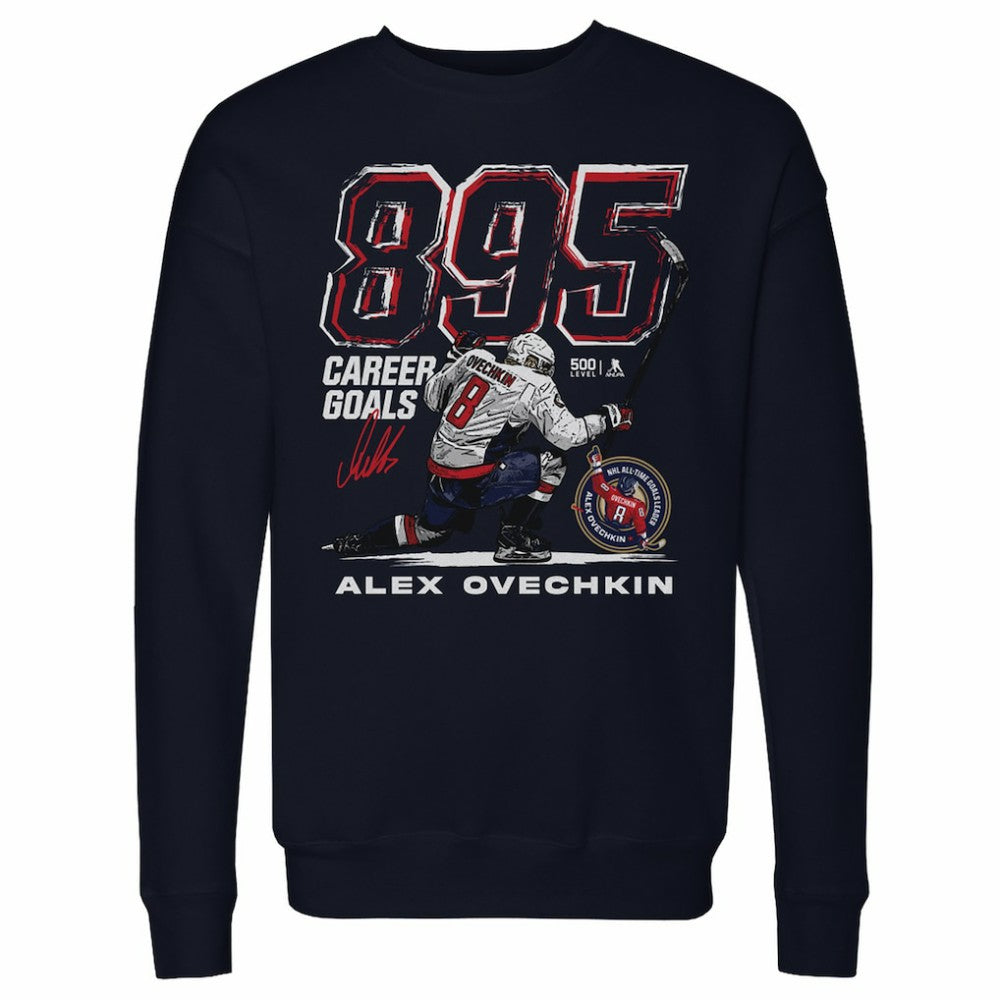 Alexander Ovechkin Washington Capitals 500 Level NHL All-Time Leading Goal Scorer Grunge Pullover Sweatshirt - Navy | NHL sale