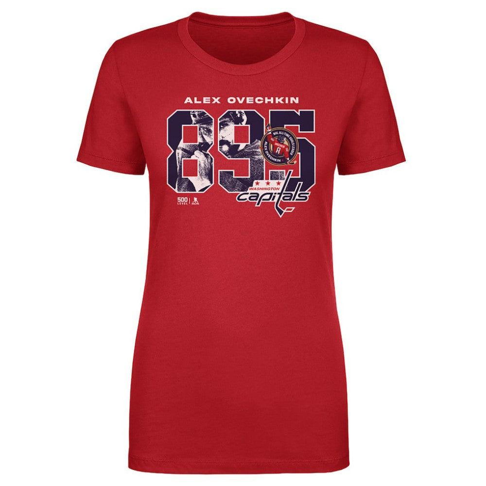 Alexander Ovechkin Washington Capitals 500 Level Women's NHL All-Time Leading Goal Scorer Overlay T-Shirt - Red | NHL Clearance