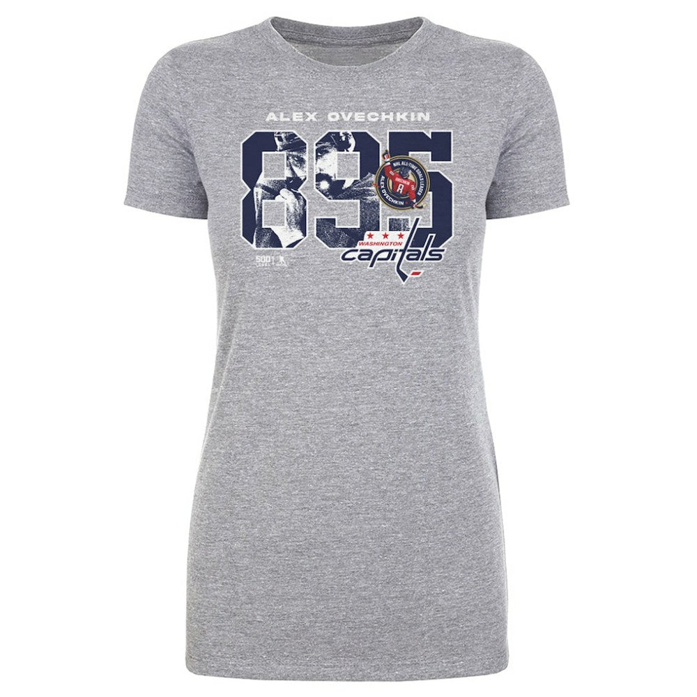 Alexander Ovechkin Washington Capitals 500 Level Women's NHL All-Time Leading Goal Scorer Overlay T-Shirt - Heather Gray | NHL online