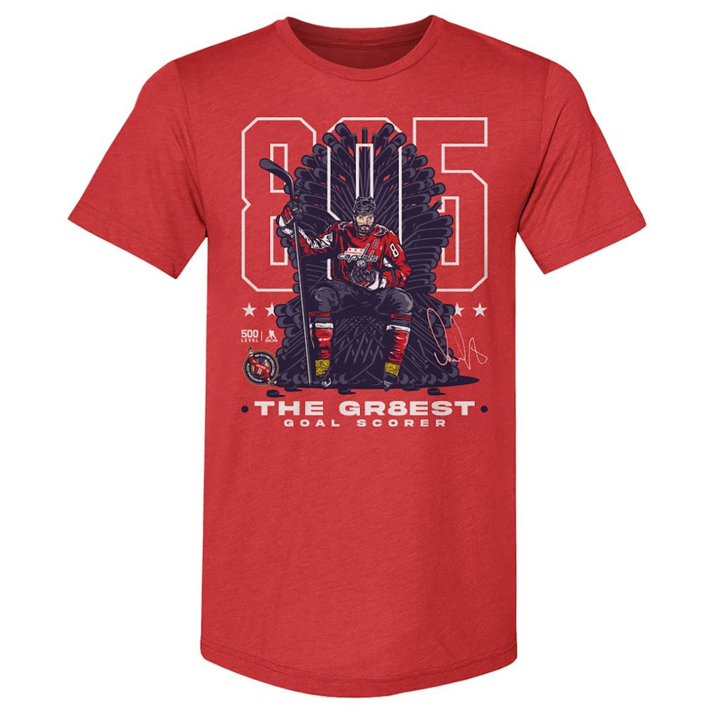 Alexander Ovechkin Washington Capitals 500 Level NHL All-Time Leading Goal Scorer Tri-Blend Throne T-Shirt - Red | NHL near me
