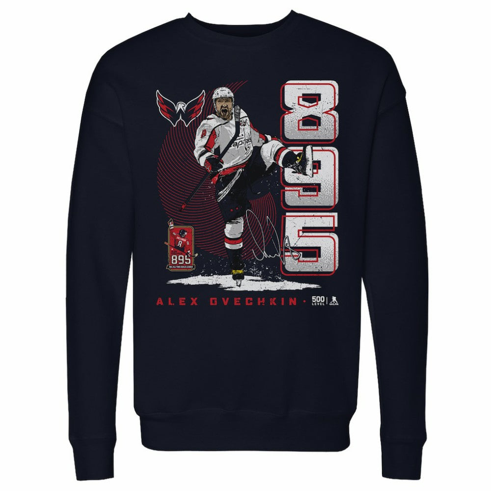 Alexander Ovechkin Washington Capitals 500 Level NHL All-Time Leading Goal Scorer Vertical Pullover Sweatshirt - Navy | NHL online