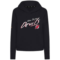 New Jersey Devils Levelwear Women's Sweet Sizzle Tri-Blend Cropped Pullover Hoodie - Black | NHL Lifestyle