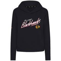 Chicago Blackhawks Levelwear Women's Sweet Sizzle Tri-Blend Cropped Pullover Hoodie - Black | NHL near me
