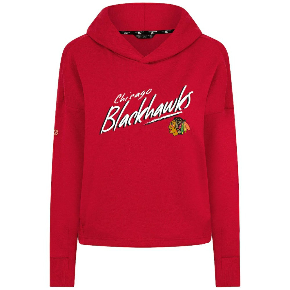 Chicago Blackhawks Levelwear Women's Sweet Sizzle Tri-Blend Cropped Pullover Hoodie - Red | NHL Clearance