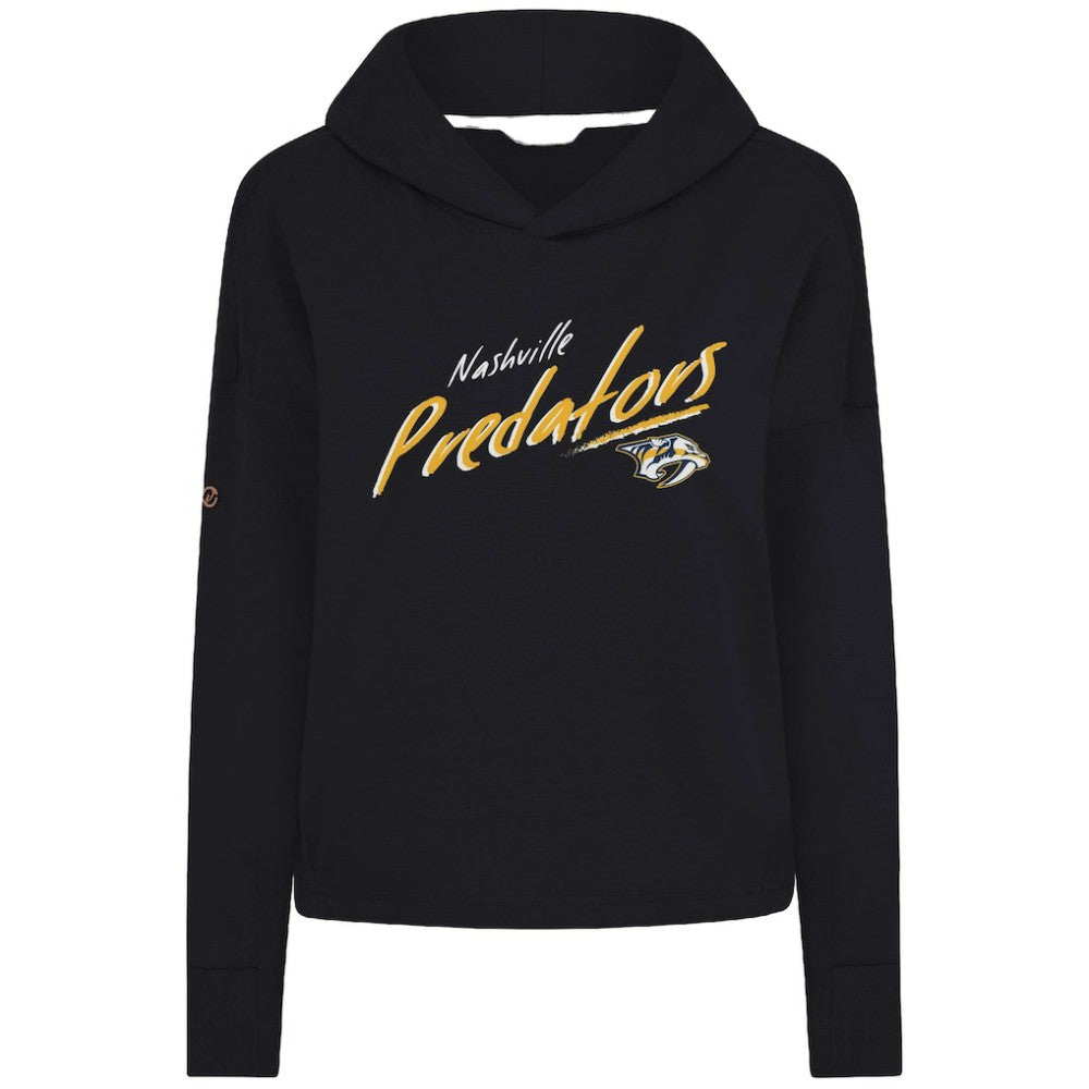 Nashville Predators Levelwear Women's Sweet Sizzle Tri-Blend Cropped Pullover Hoodie - Black | NHL near me