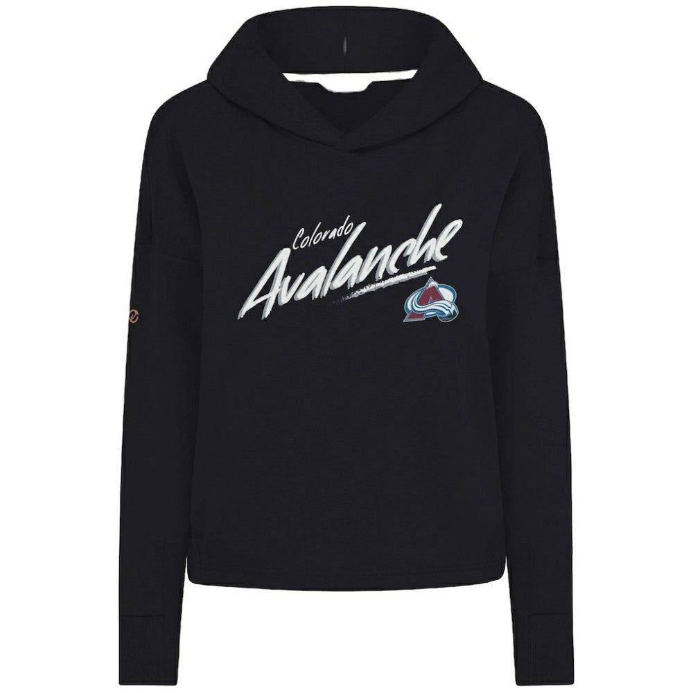 Colorado Avalanche Levelwear Women's Sweet Sizzle Tri-Blend Cropped Pullover Hoodie - Black | NHL on sale