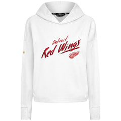 Detroit Red Wings Levelwear Women's Sweet Sizzle Tri-Blend Cropped Pullover Hoodie - White | NHL on sale