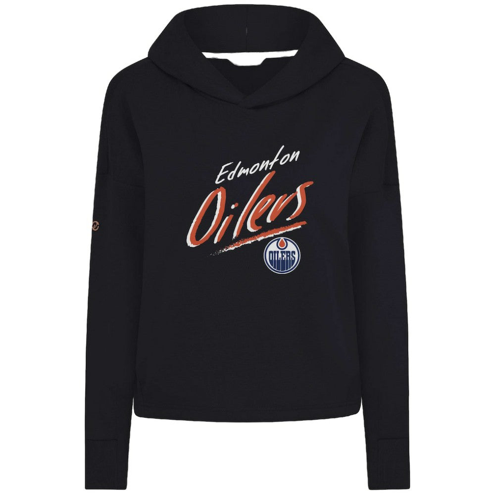Edmonton Oilers Levelwear Women's Sweet Sizzle Tri-Blend Cropped Pullover Hoodie - Black | NHL on sale