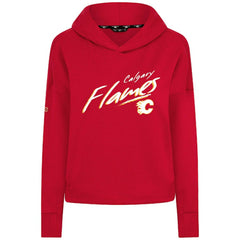 Calgary Flames Levelwear Women's Sweet Sizzle Tri-Blend Cropped Pullover Hoodie - Red | NHL Lifestyle