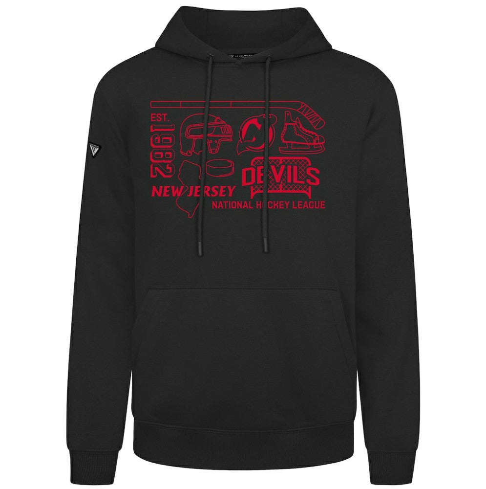 New Jersey Devils Levelwear Podium Campaign Pullover Hoodie - Black | NHL Lifestyle
