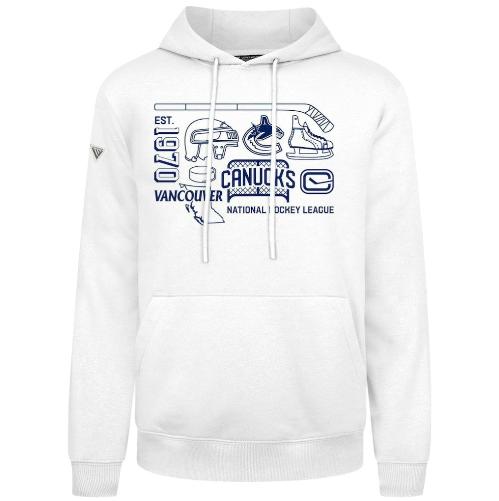 Vancouver Canucks Levelwear Podium Campaign Pullover Hoodie - White | NHL near me