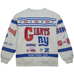 New York Giants All Over Print Vintage Fleece Crewneck Sweatshirt - Heather Gray - Mitchell & Ness