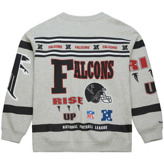 Atlanta Falcons All Over Print Vintage Fleece Crewneck Sweatshirt - Heather Gray - Mitchell & Ness