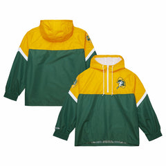 Green Bay Packers Tie Breaker Vintage Logo Lightweight Anorak Half-Zip Windbreaker - Gold/Green - Mitchell & Ness